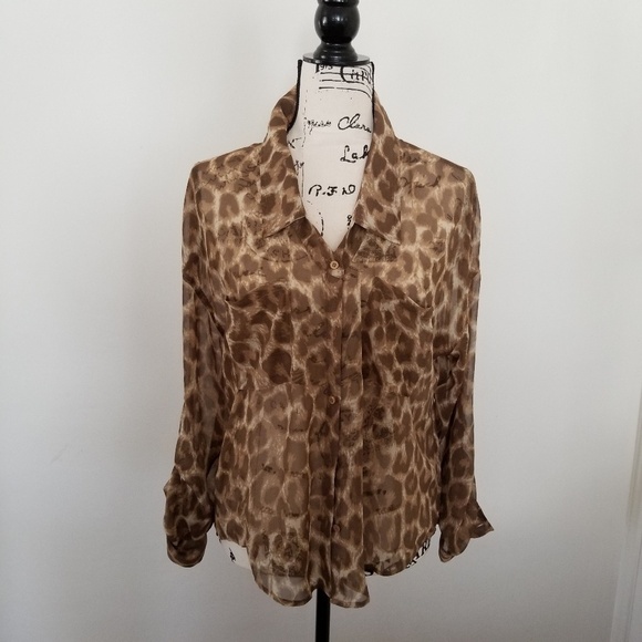 Free People Tops - Free People Leopard Print Sheer Blouse